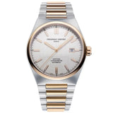 Frederique Constant Highlife Automatic Cosc quadrante argentato con motivo globo, cassa acciaio e oro rosa bicolore FC-303V4NH2B
