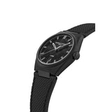 Frederique Constant Highlife Automatic vista laterale cassa DLC nera e cinturino gomma texture geometrica FC-303TA3DNH6
