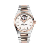 Frederique Constant Highlife Ladies Automatic Heart Beat quadrante argentato con diamanti, bracciale bicolore acciaio e oro rosa FC-310VD2NH2B