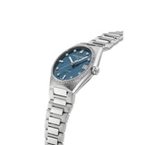 Frederique Constant Highlife Ladies Automatic Sparkling vista laterale lunetta diamanti e corona su bracciale acciaio FC-303LBSD2NHD6B