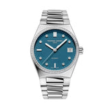 Frederique Constant Highlife Ladies Automatic Sparkling quadrante blu glitterato con diamanti e bracciale acciaio FC-303LBSD2NHD6B