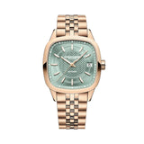 Raymond Weil Freelancer Cushion automatico donna quadrante verde guilloché con bracciale acciaio PVD oro rosa 2490-P5-52061