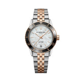 Raymond Weil Freelancer Diver donna quadrante madreperla bianco bracciale bicolore acciaio e oro rosa PVD 2755-S51-97001