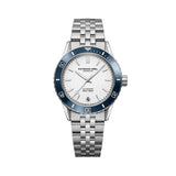 Raymond Weil Freelancer Diver donna quadrante bianco lunetta ceramica blu bracciale acciaio automatico 2755-ST3-30001