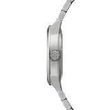 Raymond Weil Freelancer RW1212 vista laterale cassa acciaio spazzolato con corona incisa monogramma RW 2786-ST-60000