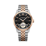 Raymond Weil Freelancer RW1212 quadrante nero con bilanciere a vista, cassa acciaio e oro rosa PVD, bracciale bicolore 2781-SP5-20051