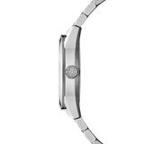Raymond Weil Freelancer RW1212 vista laterale cassa acciaio con corona incisa logo RW, profilo satinato 2781-ST-52051