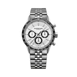 Raymond Weil Freelancer Tri-Compax Chronograph automatico quadrante bianco bracciale acciaio lunetta ceramica nera 7741-ST1-30021