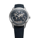 Raymond Weil Freelancer World-Traveller GMT dettaglio quadrante blu mappa Mercator, indici a bastoni luminosi 2762-STC-02026