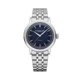 Raymond Weil Millesime Central Seconds orologio automatico quadrante blu a settori bracciale acciaio inossidabile 2925-ST-50001