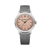 Raymond Weil Millesime Central Seconds quadrante salmone rosa con cinturino pelle grigia, cassa acciaio 39mm 2925-STC-80001
