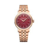 Raymond Weil Millesime Central Seconds orologio donna quadrante rosso a settori, cassa e bracciale PVD oro rosa 2125-P5-45001