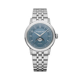Raymond Weil Millesime Moonphase automatico quadrante blu denim con fasi lunari, bracciale acciaio e diamanti 2145-STS-05511