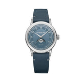 Raymond Weil Millesime Moonphase orologio donna quadrante blu denim con fasi lunari, diamanti e cinturino pelle blu 2145-SCS-05511