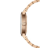 Raymond Weil Millesime Small Seconds vista laterale corona con monogramma RW e cassa PVD oro rosa satinata 2130-P5S-64001