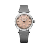 Raymond Weil Millesime Small Seconds quadrante salmone con piccoli secondi, cassa acciaio e cinturino pelle grigia 2130-STC-80001