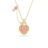 Swarovski Collana Idyllia vista retro pendente cuore rosa con serratura e chiave decorativa in cristalli 5737288