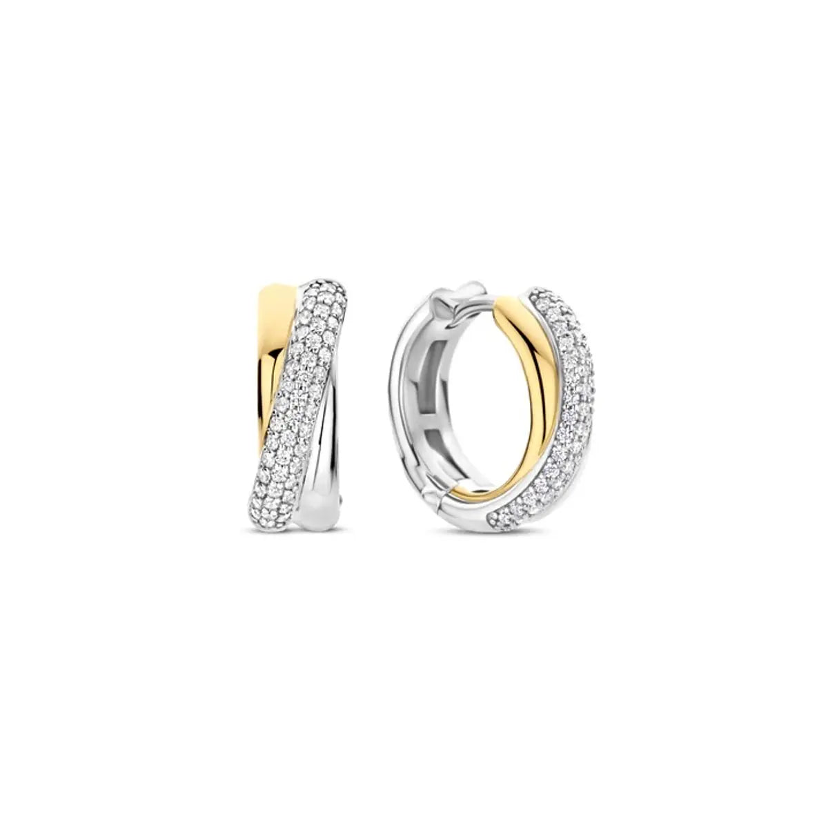 TOFBS Orecchini A Cerchio Bicolore Intrecciati – Argento E Oro – Acciaio Inossidabile Ipoallergenico – Gioielli Eleganti Per Donna