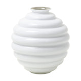 Venini Vaso Deco Piccolo in vetro bianco soffiato con design a cerchi concentrici, finitura lucida 707.08 SN