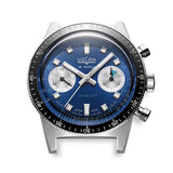 Vulcain Skindiver Chronograph Blue dettaglio quadrante blu con contatori argento e indici a bastoni luminosi 590176B37.BHM286