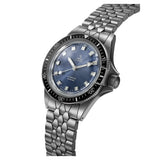 Yema Superman Steel Blue CMM.10 vista laterale quadrante blu soleil, ghiera ceramica nera e bracciale acciaio 17.26.10.65.SN.M