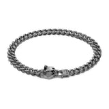 ZANCAN Bracciale Groumette Argento Brunito Chiusura Pitbull