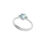 Anello Donna Con Pietra in Oro Bianco con Diamante COMETE Colore Azzurro ANQ 294Variante 1