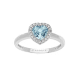 Anello donna Comete in oro bianco con aquamarina taglio cuore di Ct. 0,75 e diamanti ANQ 313