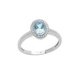 Anello donna Comete in oro bianco con aquamarina taglio ovale di Ct. 0,80 e diamanti ANQ 312