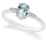 Anello Donna Con Pietra in Oro Bianco con Diamante COMETE Colore Azzurro ANQ 296