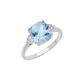 Anello donna Comete in oro bianco con topazio azzurro taglio antico di Ct. 2,75 con diamanti laterali ANB 2541