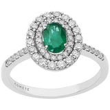 Anello Donna Centrale Con Contorno in Oro Bianco COMETE Colore Verde ANB 2417Variante 1