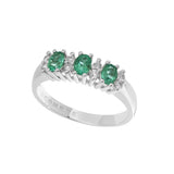 Anello donna Comete fedina in oro bianco con tre smeraldi ovali alternati a diamanti ANB 2561