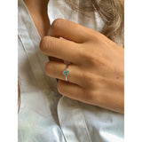Anello Donna Con Pietra in Oro Bianco con Diamante COMETE Colore Azzurro ANQ 291Variante 3