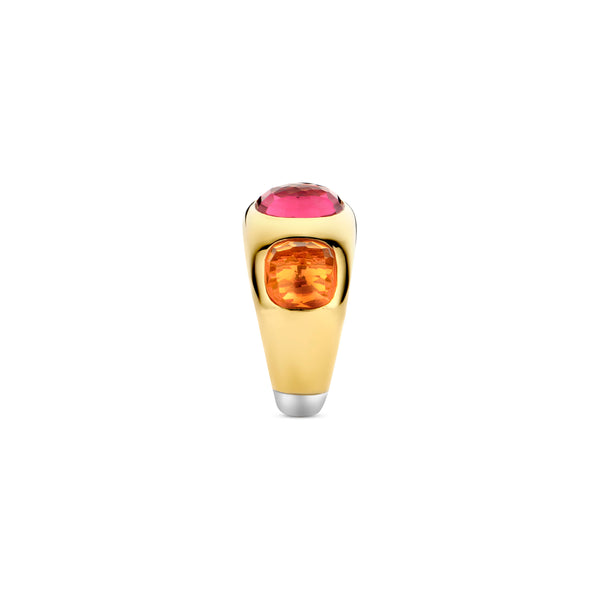 Anello donna Ti Sento fascia in argento rodiato con pietre rosa e arancione 12285OR Variante