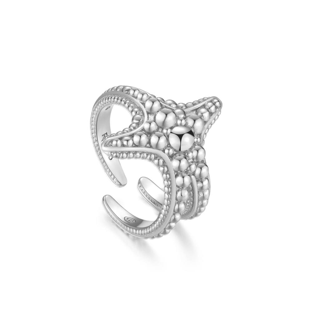 Bopiu Anello A Stella Marina E Conchiglia - Placcato Oro 18K, Acciaio Inossidabile, Ipoallergenico - Regalo Estivo Donna