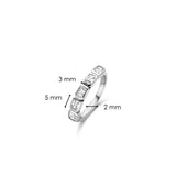 Anello TI SENTO fedina con fila di cinque zirconi taglio smeraldo in argento rodiato 12274ZI Dimensioni