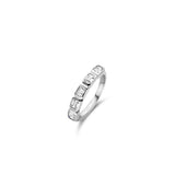 Anello TI SENTO fedina con fila di cinque zirconi taglio smeraldo in argento rodiato 12274ZI