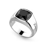 ZANCAN Anello da Uomo in Argento con Pietra Naturale in Onice Sfaccettato ESA006