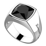 ZANCAN Anello da Uomo in Argento con Pietra Naturale in Onice Grande Sfaccettato ESA005