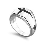 ZANCAN Anello da Uomo a Forma Quadrata in Argento con uno Spinello Nero EXA164