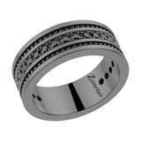 ZANCAN Anello Fascia da Uomo in Argento Nero con Pietre Naturali di Spinello Nero EXA078-N