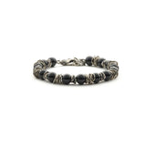 Bracciale uomo Antracite in argento invecchiato intervallato da pietre dure Annibale