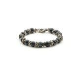 Bracciale uomo Antracite in argento invecchiato intervallato da pietre dure Magellano