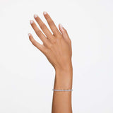 Bracciale donna Swarovski tennis in metallo rodiato e zirconi taglio rotondo 5648937 Indossato