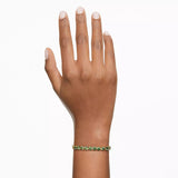 Bracciale donna Swarovski tennis in metallo dorato e zirconi verdi taglio rotondo 5658849 Indossato