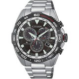 CITIZEN Orologio al Quarzo Radiocontrollato Uomo con Cassa Rotonda Quadrante Nero e Cinturino in Acciaio CB5036-87X