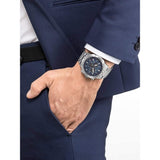 CITIZEN Orologio Radiocontrollato al Quarzo Uomo Cassa Rotonda Quadrante Blu Cinturino in Super Titanio CB5010-81L Indossato
