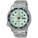 CITIZEN Orologio Automatico Datario Uomo con Cassa Rotonda Quadrante Verde e Cinturino in Acciaio NY0040-50W