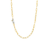 Collana donna Ti Sento con maglie ovali in argento bicolore e con zircone 34024SY